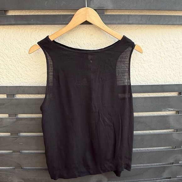 Free People Look Through Crinkle Sleeveless Top in Black | Size Medium - Picture 4 of 6